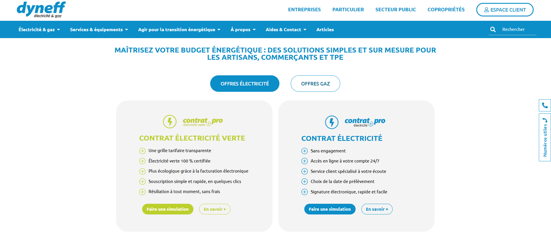nouveau site web gaz électricité