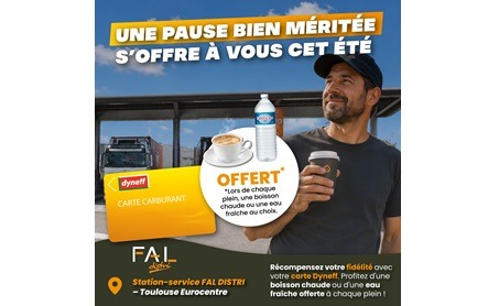 Une boisson chaude ou une eau fraiche au choix offerte pour chaque plein