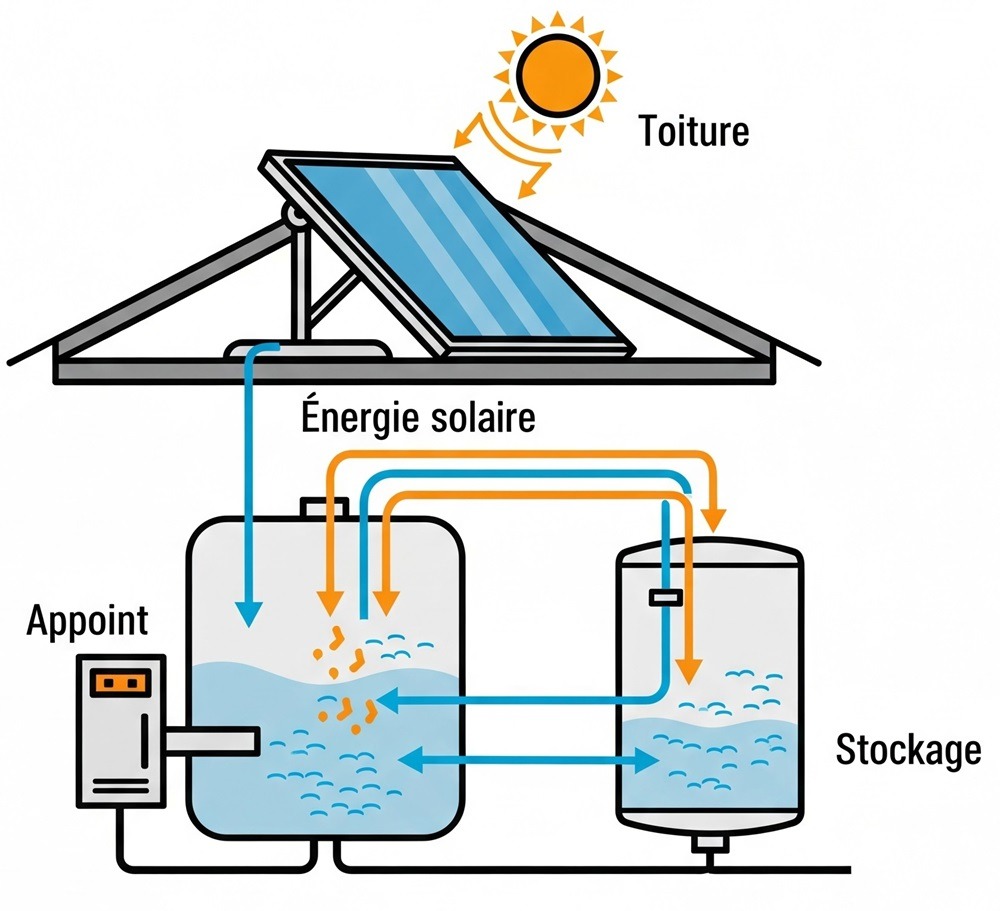 Schema Chauffe-eau Solaire - Dyneff