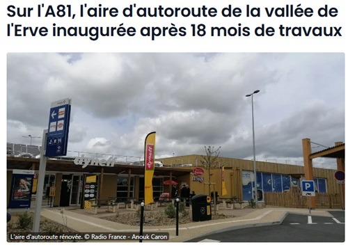 Sur l'A81, l'aire d'autoroute de la vallée de l'Erve inaugurée après 18 mois de travaux