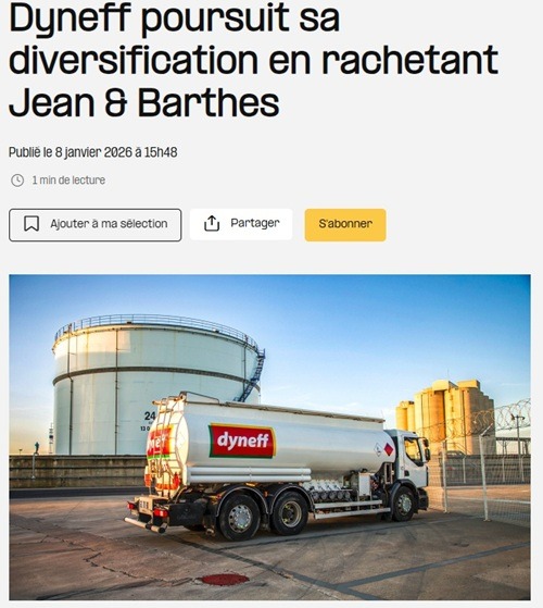 Dyneff poursuit sa diversification en rachetant Jean & Barthes - Dyneff